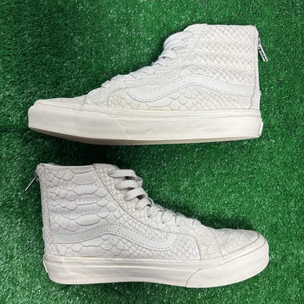 Vans Sk8-Hi Zip Womens 6 Mens 4.5 Cream Snake Shoes 721277